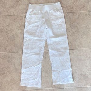 White Linen Long Cargo Pants Size M